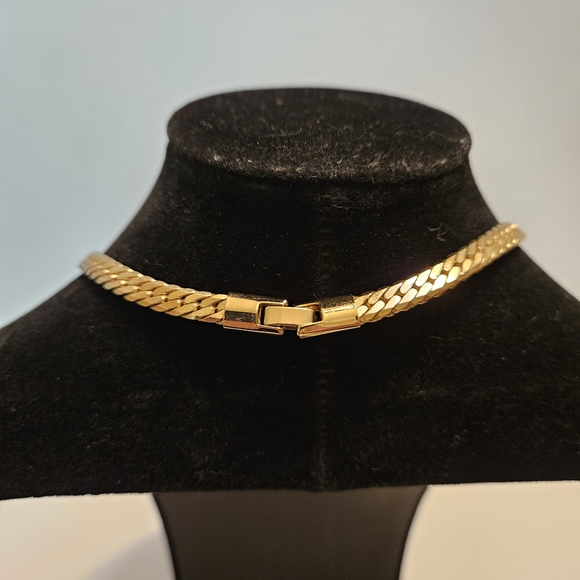 Gold Tone Choker Necklace Set with Black Accents - Picture 4 of 8